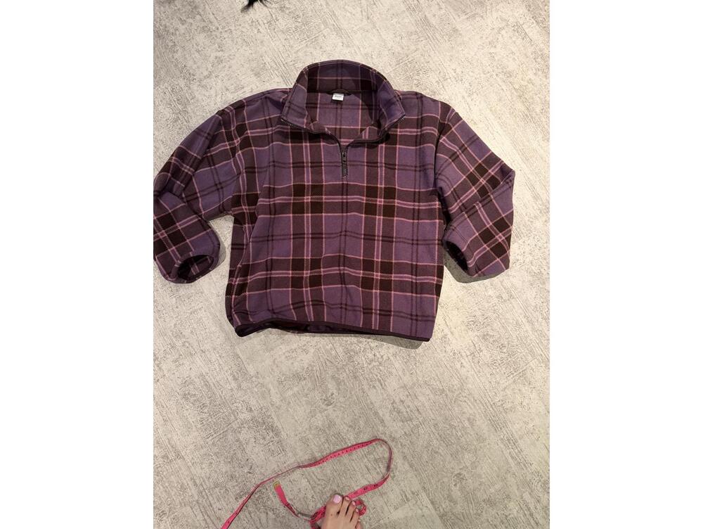 Aritzia Tna Purple Plaid Half-Zip Pullover Fleece sz M